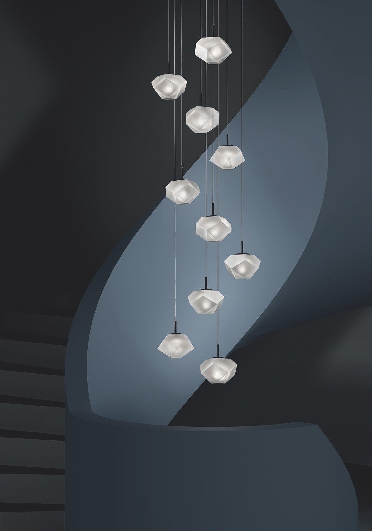 Lampada a Sospensione Ariel 10 cristalli